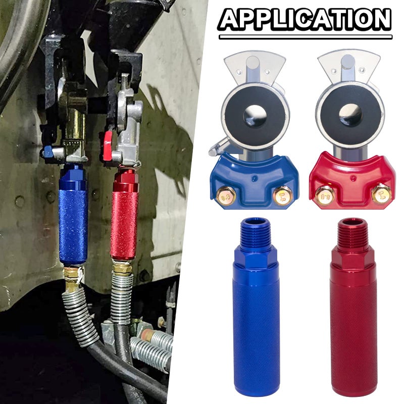 KOOTANS Glad Hands Set with Service Emergency Glad Hand, Anodized Aluminum Extension Handles Grips and Seals for Semi Truck Trailer Tractor RVs, Air Brake Coupling Handshake, Gladhand Connectors - Image 5